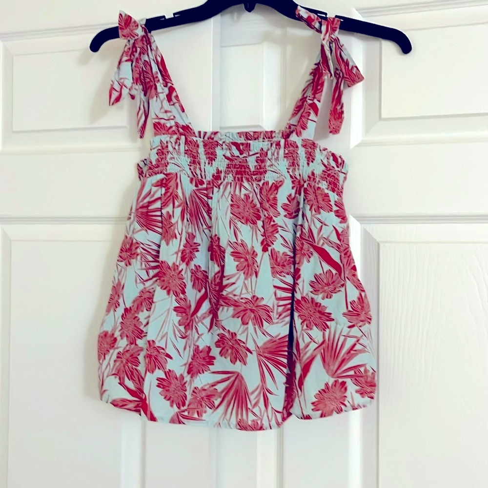 Beautiful Tropical Tie Strap Top